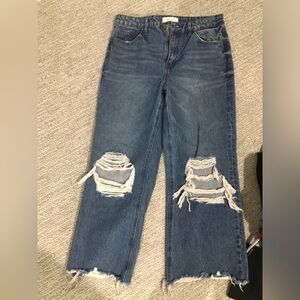 Casual Blue Distressed Boyfriend Jeans